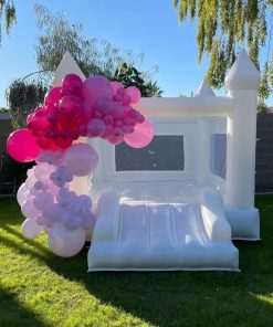 Miniature White Kids' Jump House - Compact Inflatable Playspace for Safe Fun