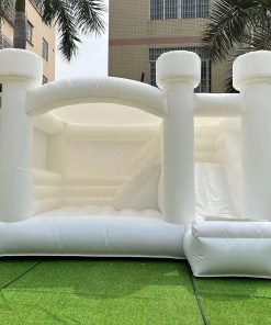 White Inflatable Jump House with Slide - Fun and Safe Playspace for All Ages