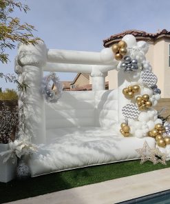 White Balloon Castle Inflatable - Durable, Safe, and Versatile for All Events (2-Year Warranty Included)