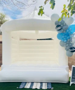 White Inflatable Jump House Castle - Elegant, Durable, with 2-Year Warranty & Global Shipping