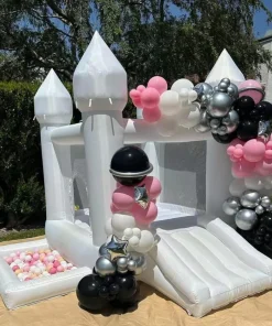 Commercial White Inflatable Bounce House with Ball Pit - Durable, Safe, and Portable for Kids' Events